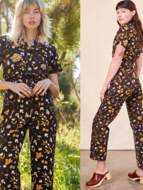 Big Bud Press Short Sleeve Jumpsuit in Cookbook Print